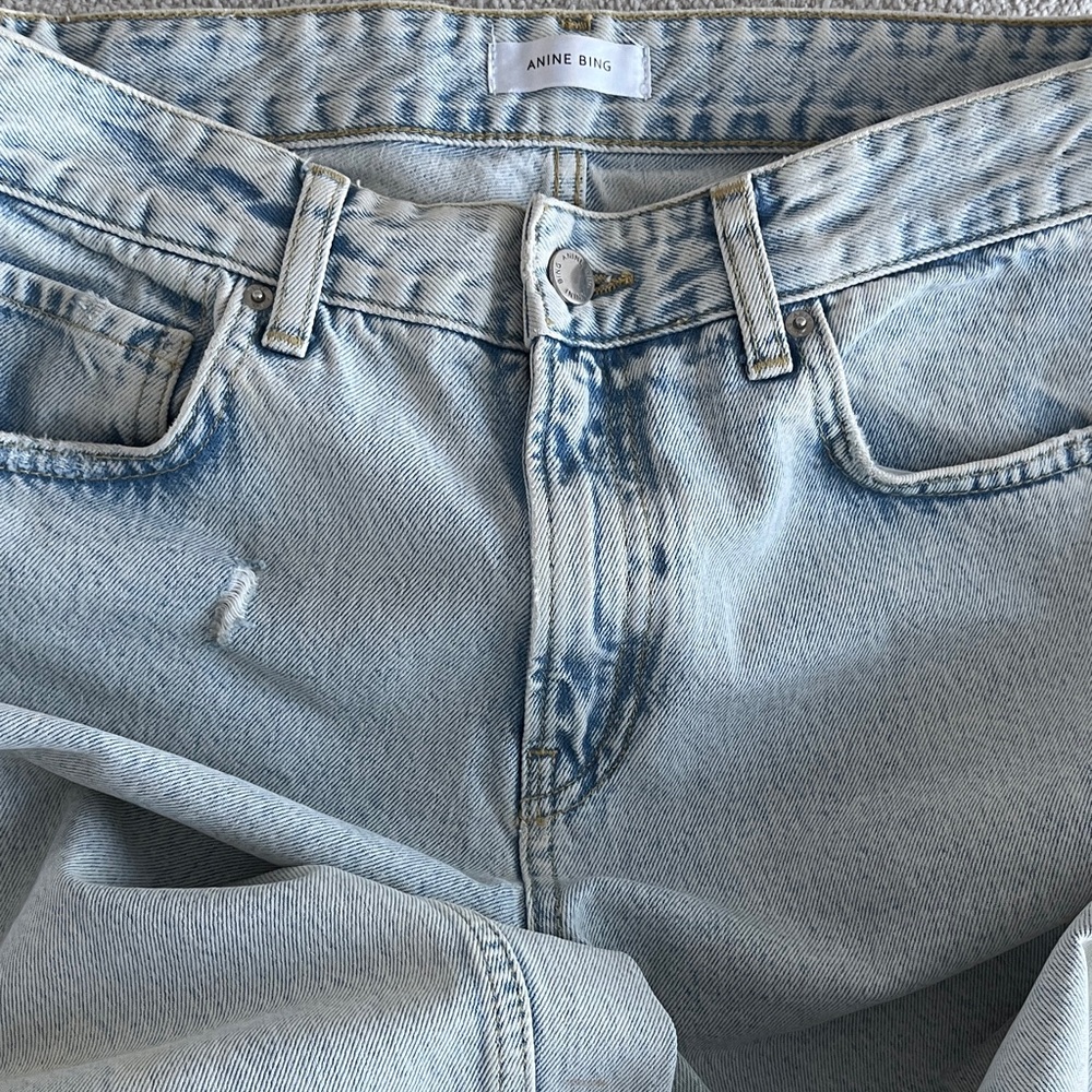 Anine Bing Jeans. Distressed Light Blue Boyfriend Jeans, Like New. - Picture 3 of 13